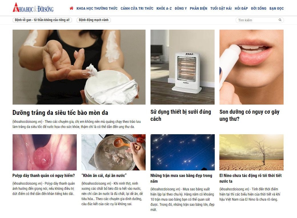 cms báo điện tử khoa học đời sống